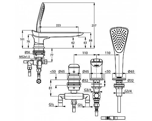 Приобрести Смеситель на борт ванны Kludi Ambienta 534470575 Хром в магазине сантехники Santeh-Crystal.ru