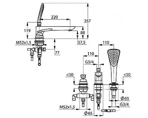 Купить Смеситель на борт ванны Kludi Balance 524470575 Хром в магазине сантехники Santeh-Crystal.ru