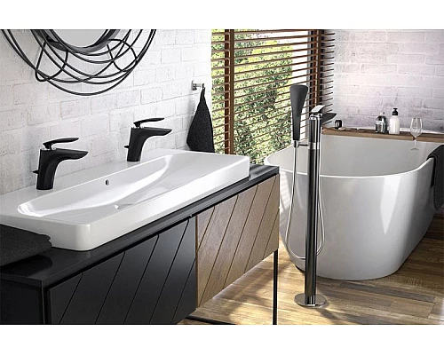 Купить Смеситель для раковины Kludi Balance 520238775 Черный Хром в магазине сантехники Santeh-Crystal.ru