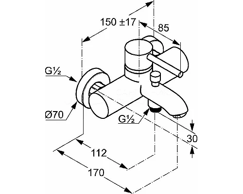 Приобрести Смеситель для ванны Kludi Bozz 386910576 Хром в магазине сантехники Santeh-Crystal.ru