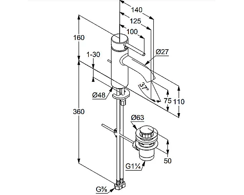 Заказать Смеситель для раковины Kludi Bozz 382663976 Черный матовый в магазине сантехники Santeh-Crystal.ru