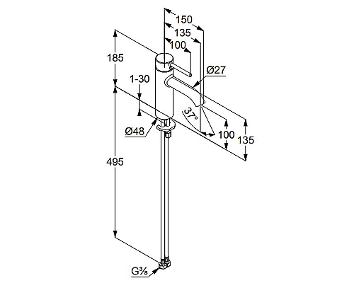 Купить Смеситель для раковины Kludi Bozz 382820576 Хром в магазине сантехники Santeh-Crystal.ru