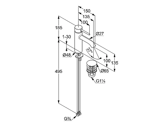 Купить Смеситель для раковины Kludi Bozz 382883976 Черный матовый в магазине сантехники Santeh-Crystal.ru