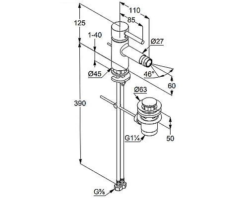 Купить Смеситель для биде Kludi Bozz 385333976 Черный в магазине сантехники Santeh-Crystal.ru