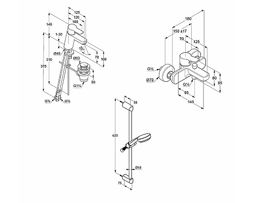 Приобрести Комплект смесителей Kludi Pure Easy 376850565 Хром в магазине сантехники Santeh-Crystal.ru