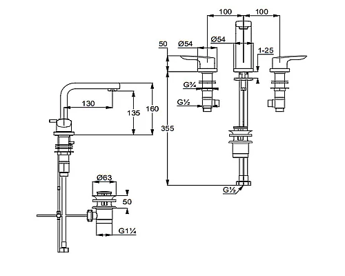 Приобрести Смеситель для раковины Kludi Pure Solid 343940575 Хром в магазине сантехники Santeh-Crystal.ru