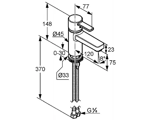 Купить Смеситель для раковины Kludi Zenta XL 382620575 Хром в магазине сантехники Santeh-Crystal.ru