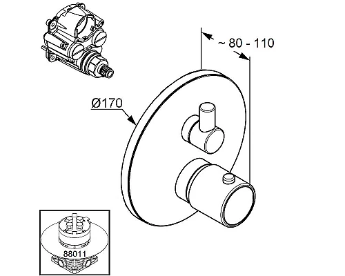 Заказать Смеситель для душа Kludi Zenta 388350545 с термостатом Хром в магазине сантехники Santeh-Crystal.ru