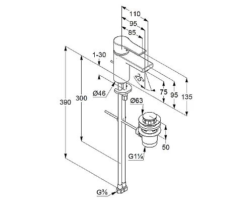 Купить Смеситель для раковины Kludi Zenta SL 482600565 Хром в магазине сантехники Santeh-Crystal.ru