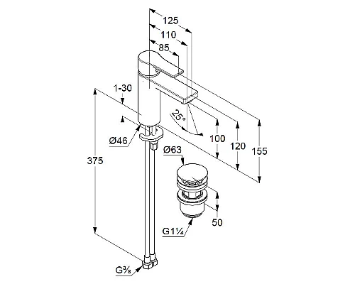 Купить Смеситель для раковины Kludi Zenta SL 482980565 Хром в магазине сантехники Santeh-Crystal.ru