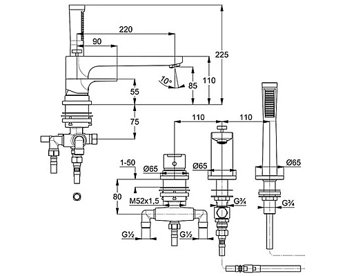 Заказать Смеситель на борт ванны Kludi Zenta SL 484480565 Хром в магазине сантехники Santeh-Crystal.ru