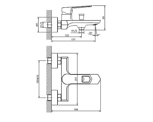 Купить Смеситель для ванны Koller Pool Grace GR0100 Хром в магазине сантехники Santeh-Crystal.ru