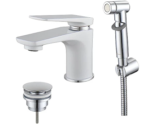 Приобрести Смеситель для раковины Lemark Allegro LM5916CW Хром Белый в магазине сантехники Santeh-Crystal.ru