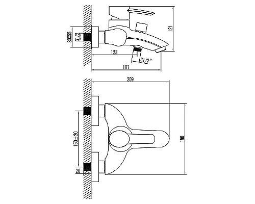 Приобрести Смеситель для ванны Lemark Atlantiss LM3202C Хром в магазине сантехники Santeh-Crystal.ru