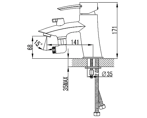 Купить Смеситель на борт ванны Lemark Atlantiss LM3215C Хром в магазине сантехники Santeh-Crystal.ru