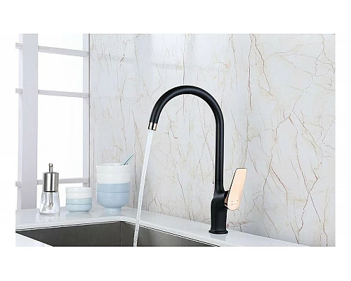 Заказать Смеситель для кухни Lemark Bronx LM3705BLR Черный Золото в магазине сантехники Santeh-Crystal.ru
