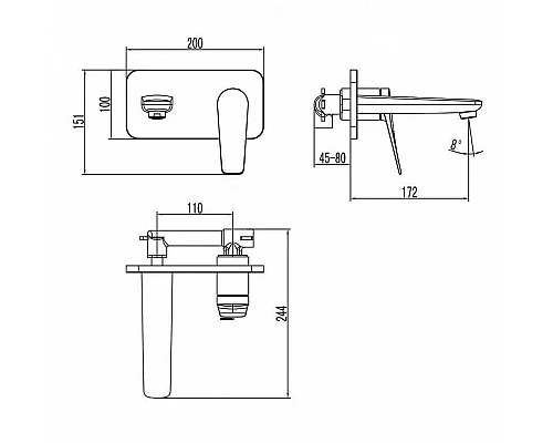 Заказать Смеситель для раковины Lemark Bronx LM3726BL Черный в магазине сантехники Santeh-Crystal.ru