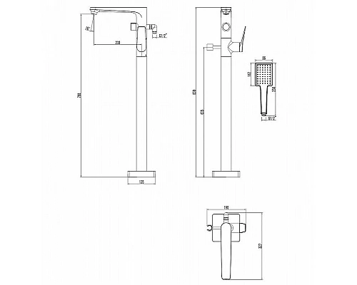 Приобрести Смеситель для ванны Lemark Bronx LM3744BL Черный в магазине сантехники Santeh-Crystal.ru