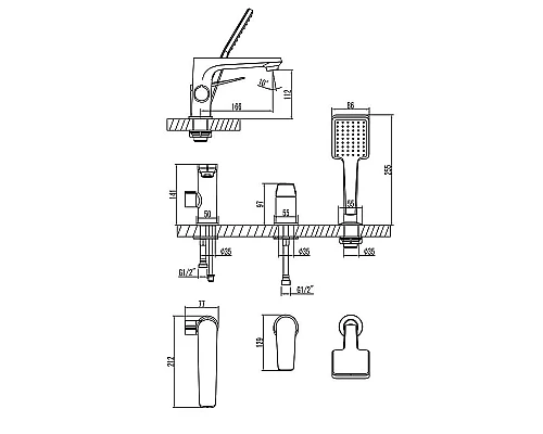 Купить Смеситель на борт ванны Lemark Bronx LM3745GM Графит в магазине сантехники Santeh-Crystal.ru