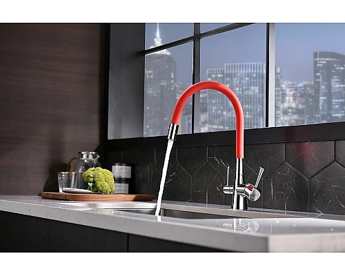 Приобрести Смеситель для кухни Lemark Comfort LM3075C-Red Хром Красный в магазине сантехники Santeh-Crystal.ru