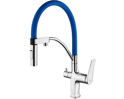 Заказать Смеситель для кухни Lemark Comfort LM3074C-Blue Хром Синий в магазине сантехники Santeh-Crystal.ru