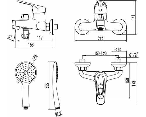 Купить Смеситель для ванны Lemark Luna LM4134C Хром в магазине сантехники Santeh-Crystal.ru