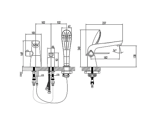 Заказать Смеситель на борт ванны Lemark Melange LM4947CW Хром Белый в магазине сантехники Santeh-Crystal.ru