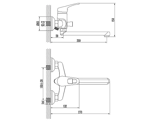 Приобрести Смеситель для ванны Lemark Omega LM3110C универсальный Хром в магазине сантехники Santeh-Crystal.ru