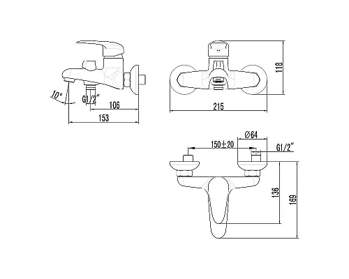 Приобрести Смеситель для ванны Lemark Pramen LM3314C Хром в магазине сантехники Santeh-Crystal.ru