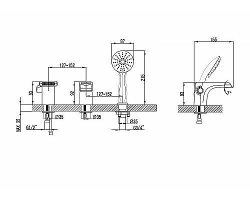 Приобрести Смеситель на борт ванны Lemark Shift LM4345C Хром в магазине сантехники Santeh-Crystal.ru