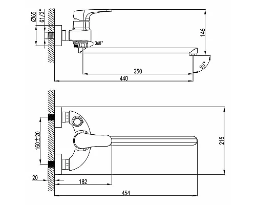 Заказать Смеситель для ванны Lemark Shift LM4317C универсальный Хром в магазине сантехники Santeh-Crystal.ru