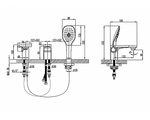 Купить Смеситель на борт ванны Lemark Shift LM4347C Хром в магазине сантехники Santeh-Crystal.ru