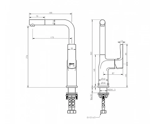 Заказать Смеситель для кухни Lemark Ursus LM7205BL Черный в магазине сантехники Santeh-Crystal.ru