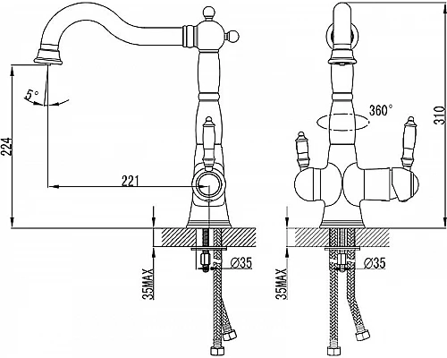 Купить Смеситель для кухни Lemark Villa LM4858B Бронза в магазине сантехники Santeh-Crystal.ru