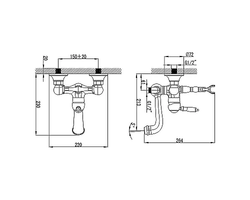 Заказать Смеситель для ванны Lemark Villa LM4812C Хром в магазине сантехники Santeh-Crystal.ru