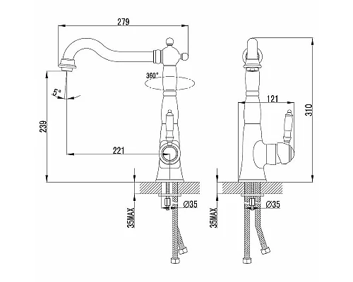 Приобрести Смеситель для кухни Lemark Villa LM4805B Бронза в магазине сантехники Santeh-Crystal.ru