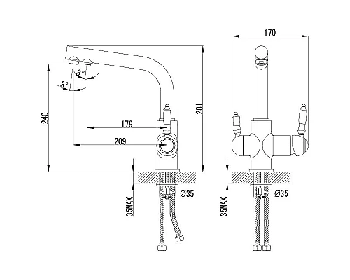 Заказать Смеситель для кухни Lemark Villa LM4861B Бронза в магазине сантехники Santeh-Crystal.ru