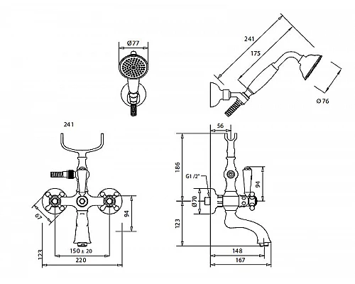 Приобрести Смеситель для ванны Migliore Arcadia 18378 Бронза в магазине сантехники Santeh-Crystal.ru