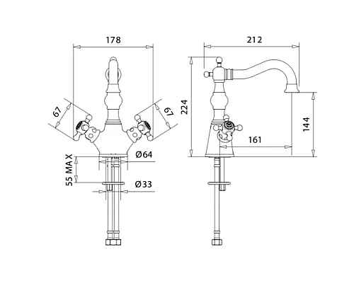Купить Смеситель для раковины Migliore Arcadia 18382 Бронза в магазине сантехники Santeh-Crystal.ru