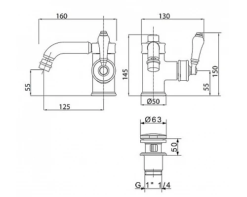 Заказать Смеситель для биде Migliore Ermitage 25002 Золото в магазине сантехники Santeh-Crystal.ru