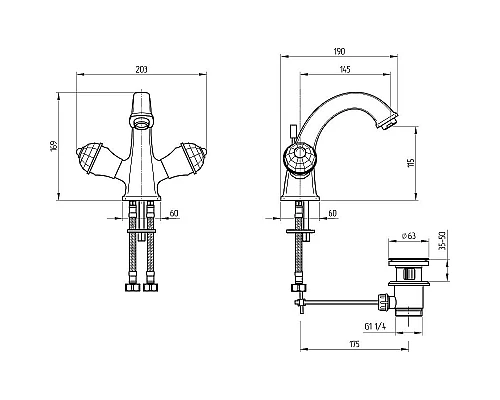 Заказать Смеситель для раковины Migliore Korona 27330 Золото в магазине сантехники Santeh-Crystal.ru
