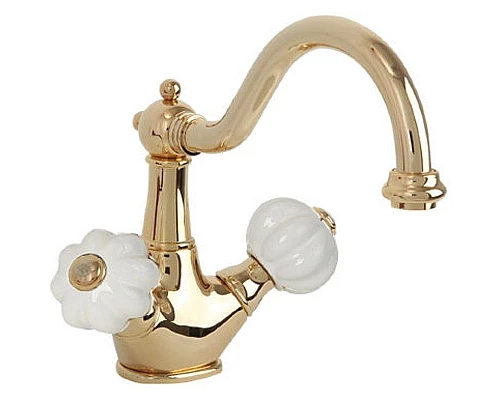 Приобрести Смеситель для раковины Migliore Olivia 19024 Золото Белый в магазине сантехники Santeh-Crystal.ru