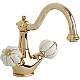 Заказать Смеситель для раковины Migliore Olivia 19032 Золото Белый декор Золото в магазине сантехники Santeh-Crystal.ru