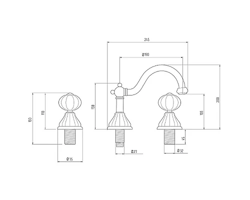 Купить Смеситель для раковины Migliore Olivia 19023 Белый Золото в магазине сантехники Santeh-Crystal.ru