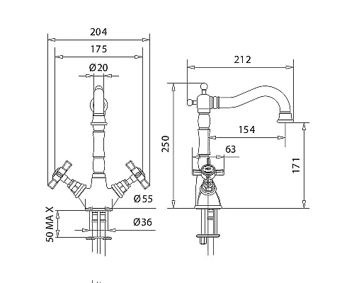 Заказать Смеситель для раковины Migliore Princeton BN.PRN-834.DO Золото в магазине сантехники Santeh-Crystal.ru