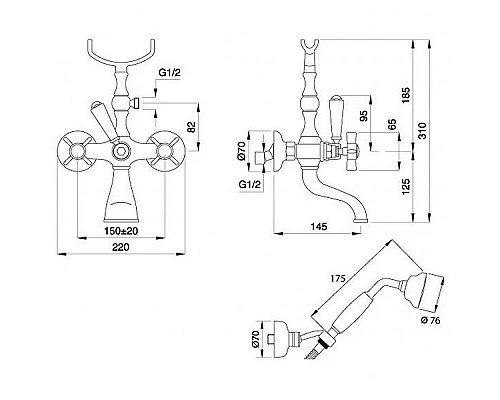 Приобрести Смеситель для ванны Migliore Princeton 19384 Медь в магазине сантехники Santeh-Crystal.ru
