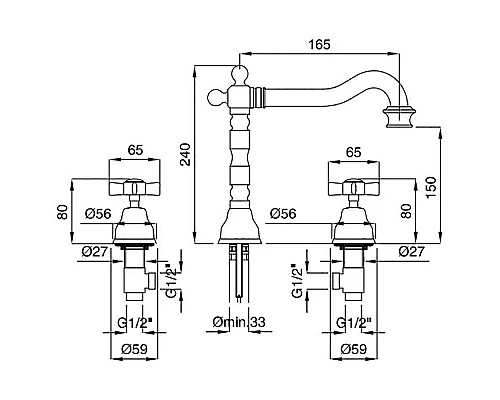Приобрести Смеситель для раковины Migliore Princeton 19380 Золото в магазине сантехники Santeh-Crystal.ru