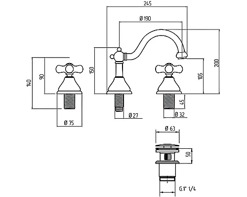 Купить Смеситель для раковины Migliore Provance 19475 Хром в магазине сантехники Santeh-Crystal.ru