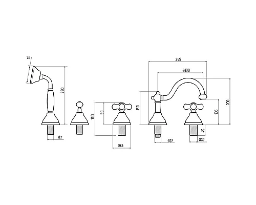 Заказать Смеситель на борт ванны Migliore Provance 19464 Бронза в магазине сантехники Santeh-Crystal.ru