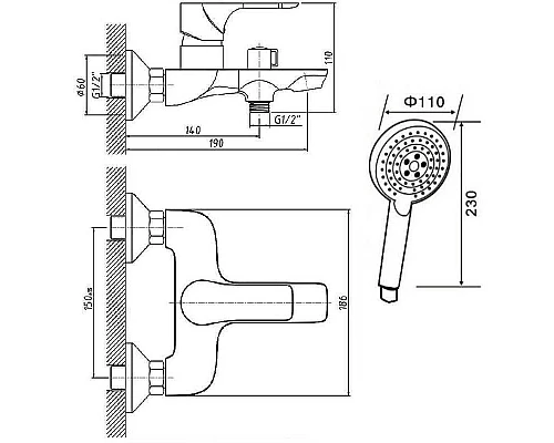Купить Смеситель для ванны Orange Aristo M19-300W Белый в магазине сантехники Santeh-Crystal.ru